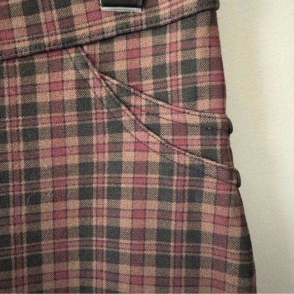 SANCTUARY KNIT LEGGINGS BURGUNDY BLACK AND BROWN PLAID SIZE MEDIUM EUC - Picture 6 of 7
